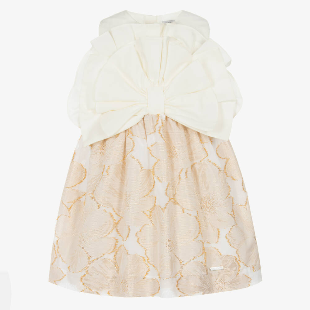 Jessie and James London-Girls Elegant Gold Floral Gown | Childrensalon Outlet