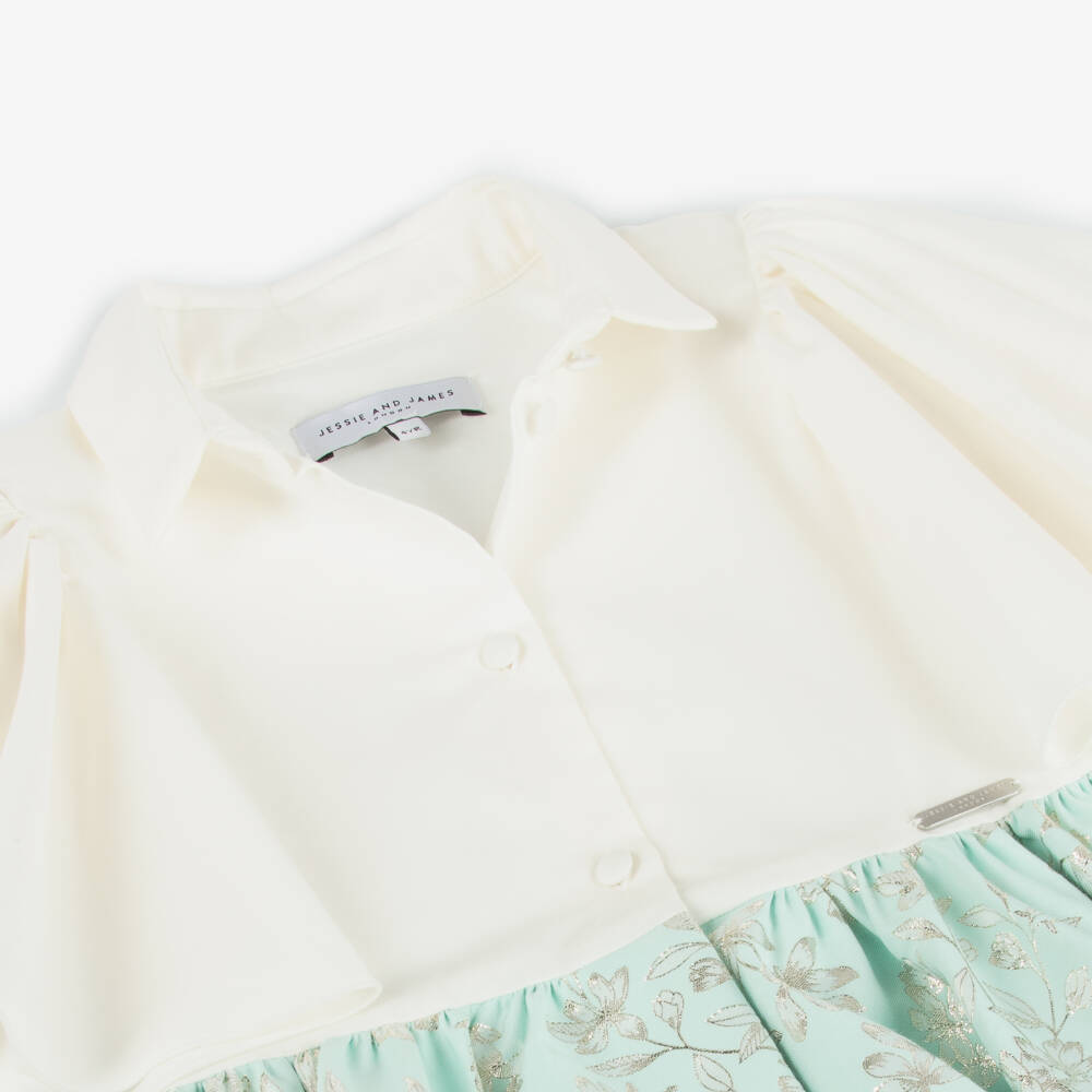 Jessie and James London-فستان أخضر أنيق مزين بالزهور للبنات | Childrensalon Outlet