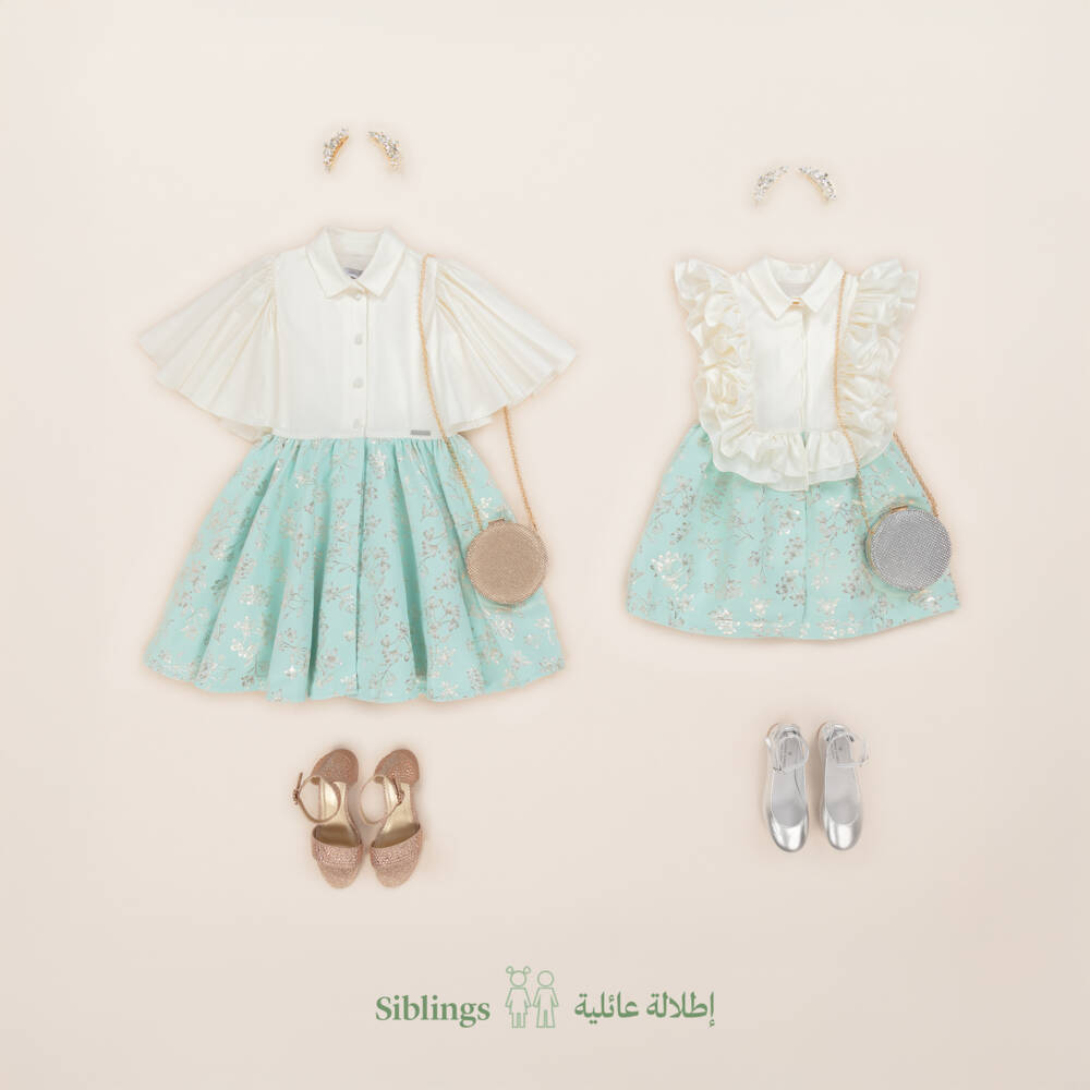 Jessie and James London-فستان أخضر أنيق مزين بالزهور للبنات | Childrensalon Outlet