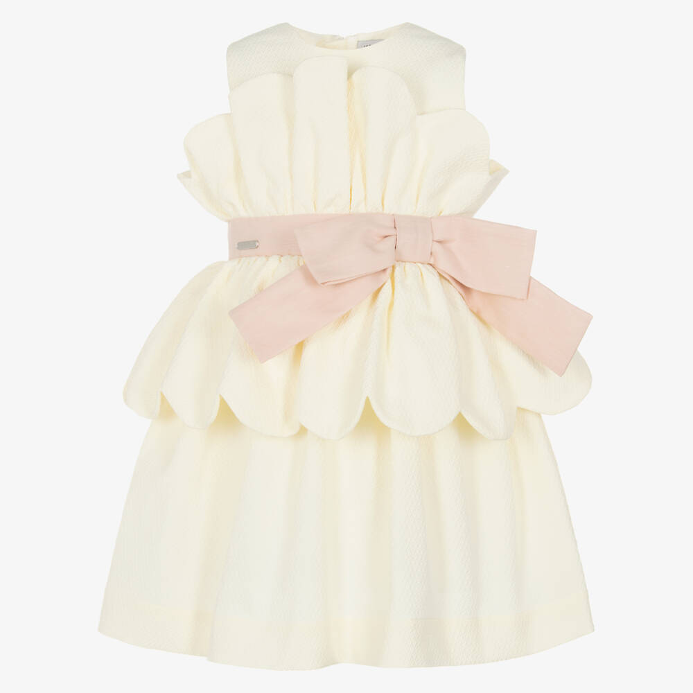 Jessie and James London-Girls Elegant Ivory Bow Dress | Childrensalon Outlet