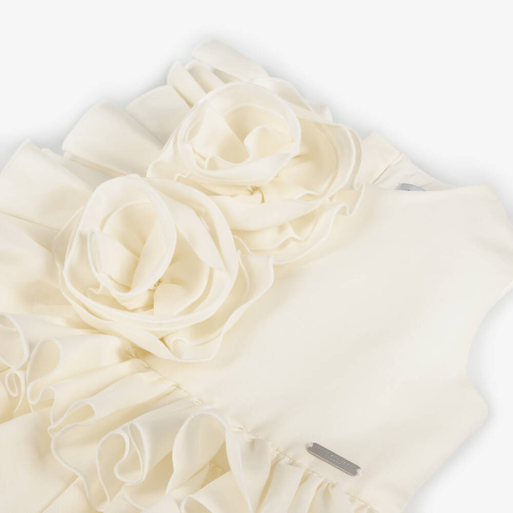 Jessie and James London-Girls Elegant Ivory Floral Frock | Childrensalon Outlet