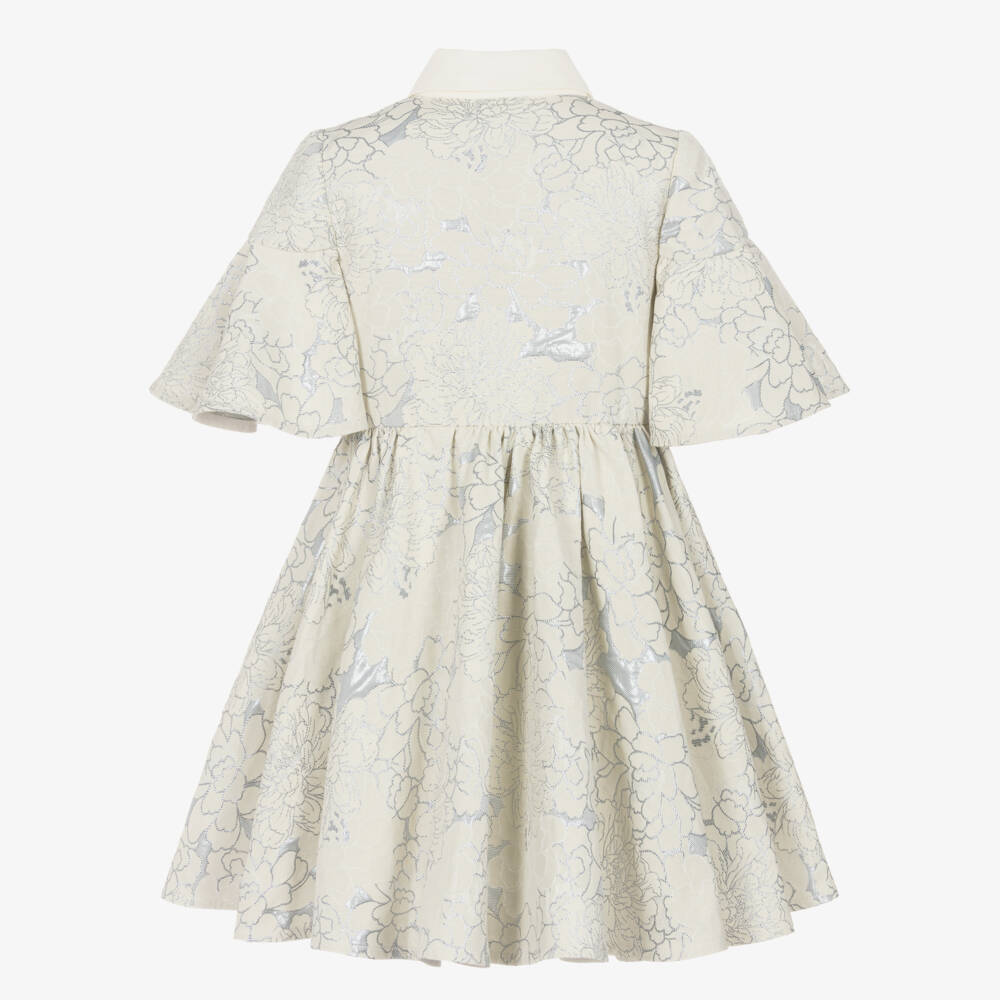 Jessie and James London-Girls Elegant Ivory Floral Frock | Childrensalon Outlet