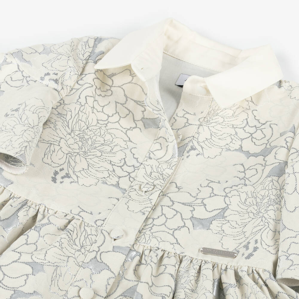 Jessie and James London-Girls Elegant Ivory Floral Frock | Childrensalon Outlet
