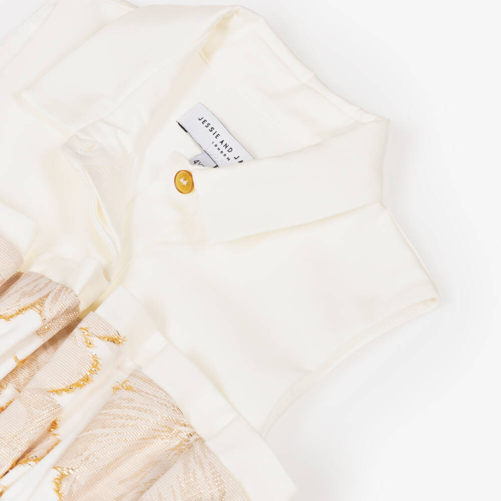 Jessie and James London-Элегантное кремовое и золотое платье для девочек | Childrensalon Outlet