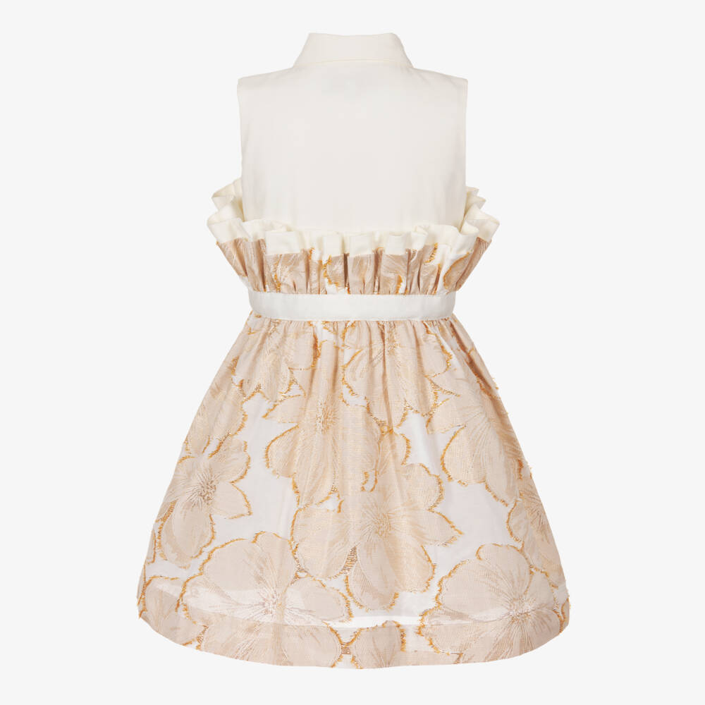 Jessie and James London-Элегантное кремовое и золотое платье для девочек | Childrensalon Outlet