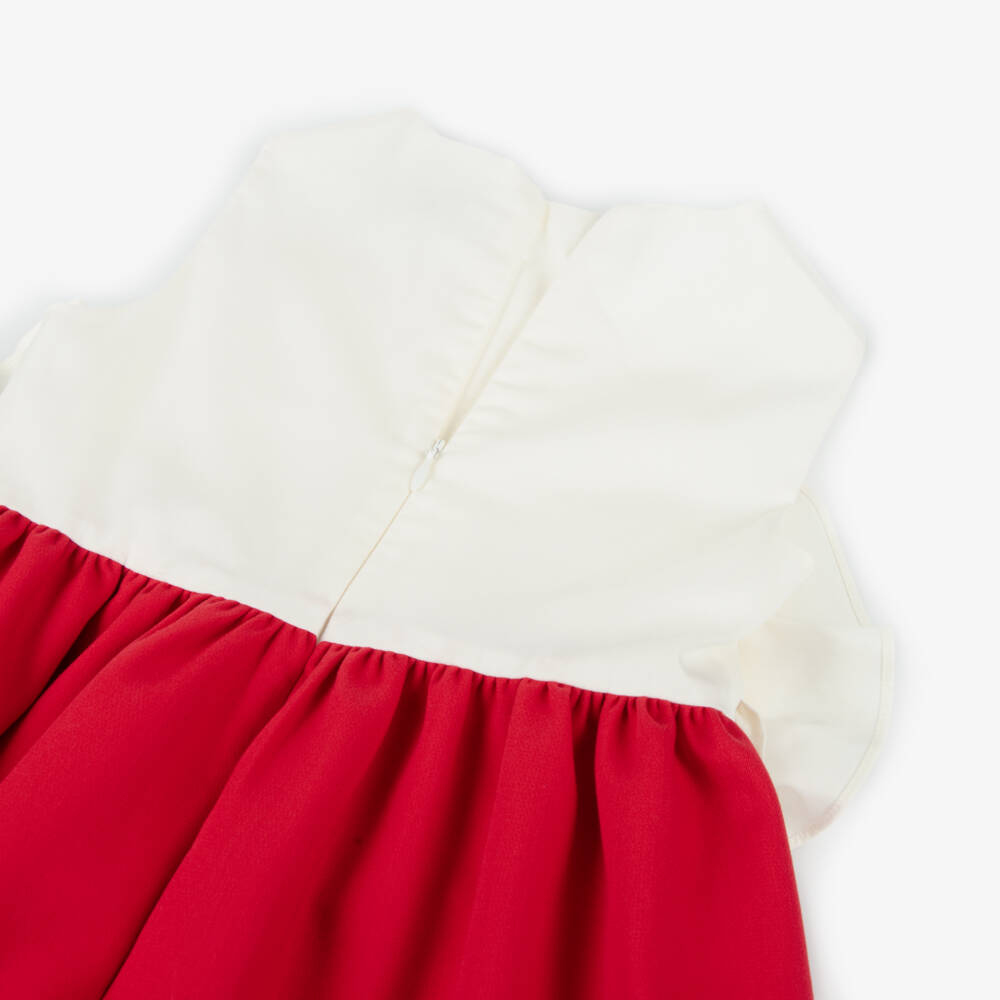 Jessie and James London-Girls Elegant Ivory & Scarlet Frock | Childrensalon Outlet