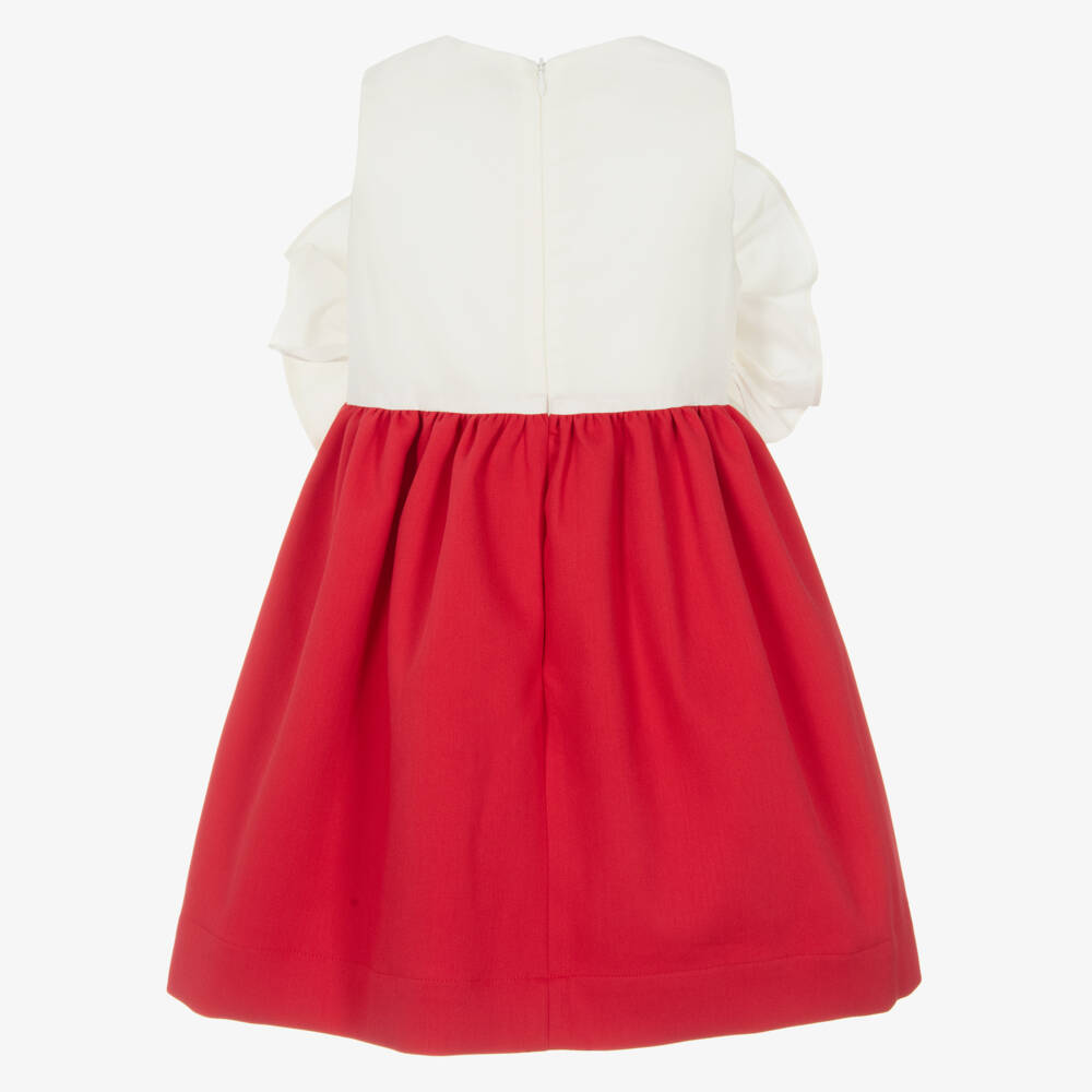 Jessie and James London-Girls Elegant Ivory & Scarlet Frock | Childrensalon Outlet