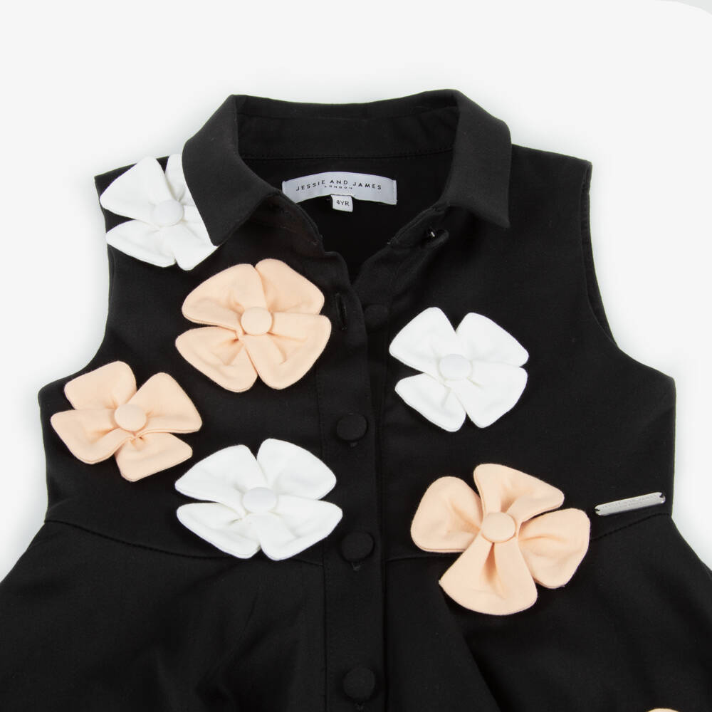 Jessie and James London-فستان أسود أنيق مزين بالزهور للبنات | Childrensalon Outlet