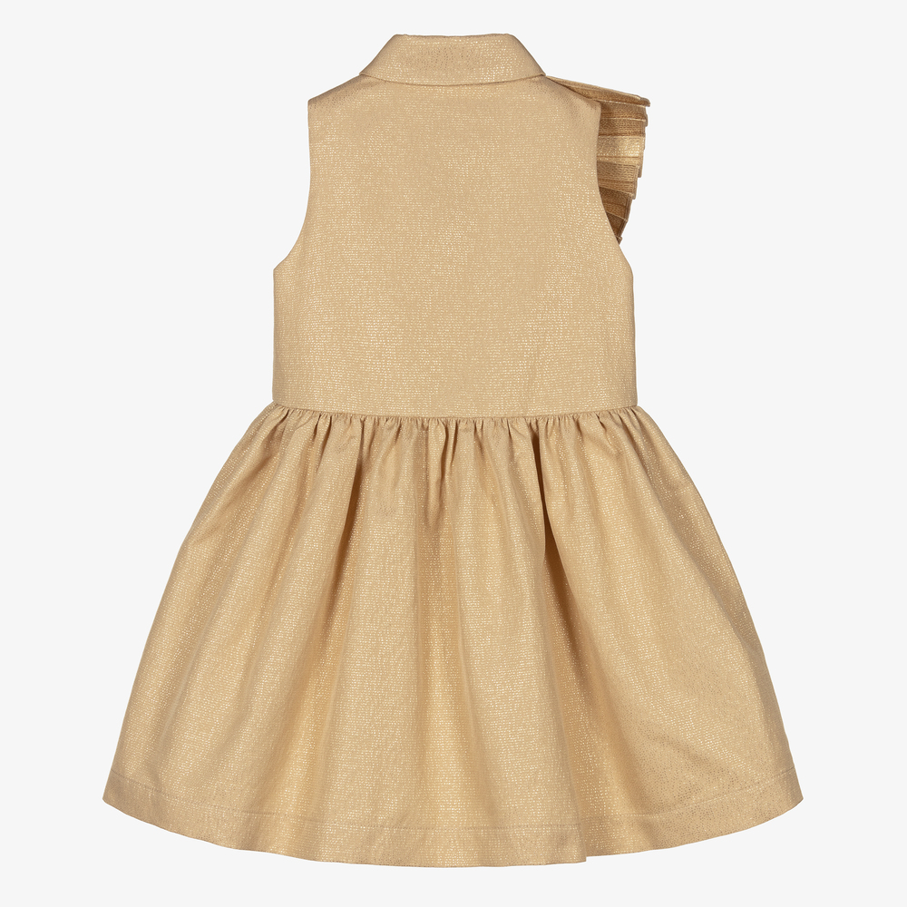 Jessie and James London-Girls Gold Jacquard Dress | Childrensalon Outlet