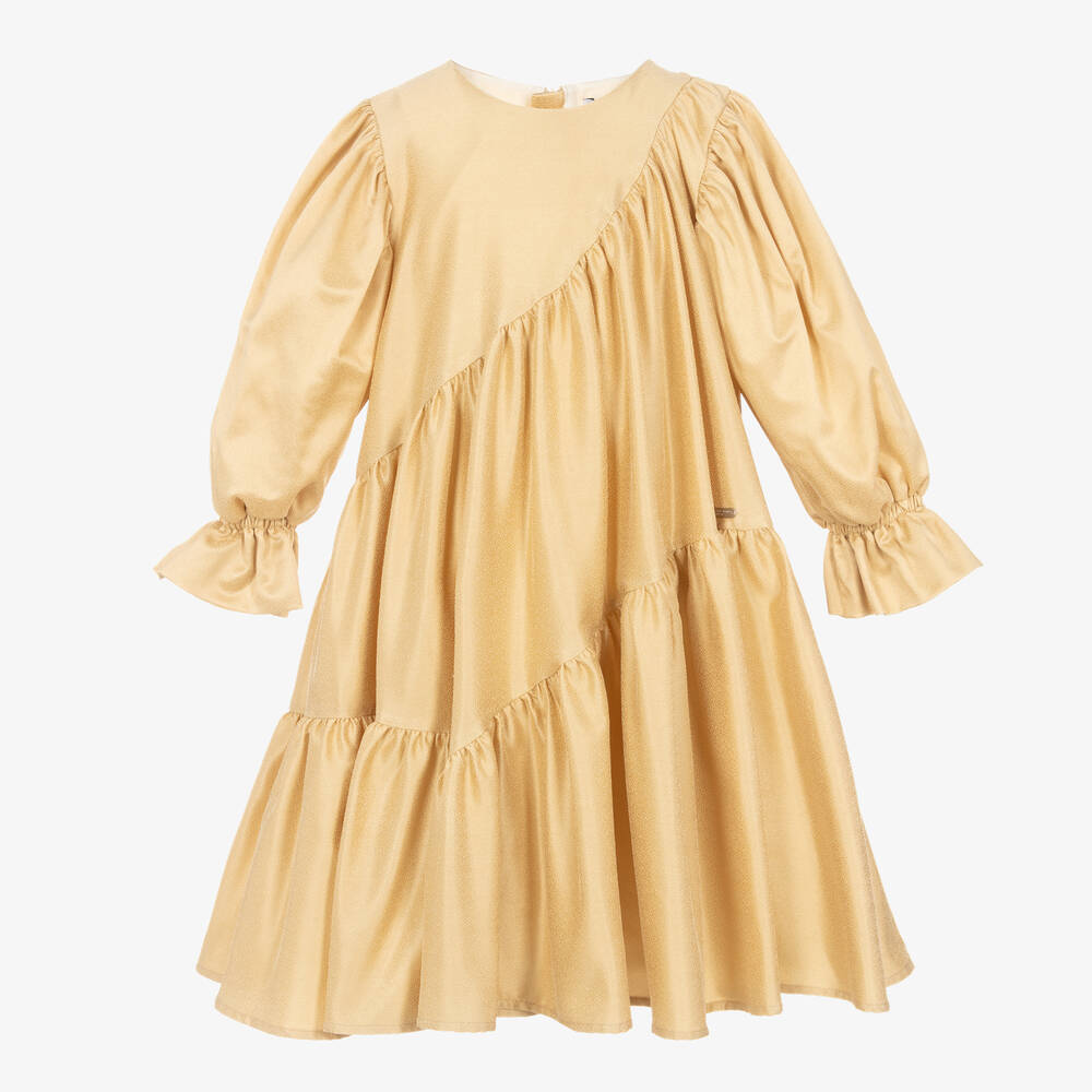 Jessie and James London-فستان بطبقات لون ذهبي | Childrensalon Outlet