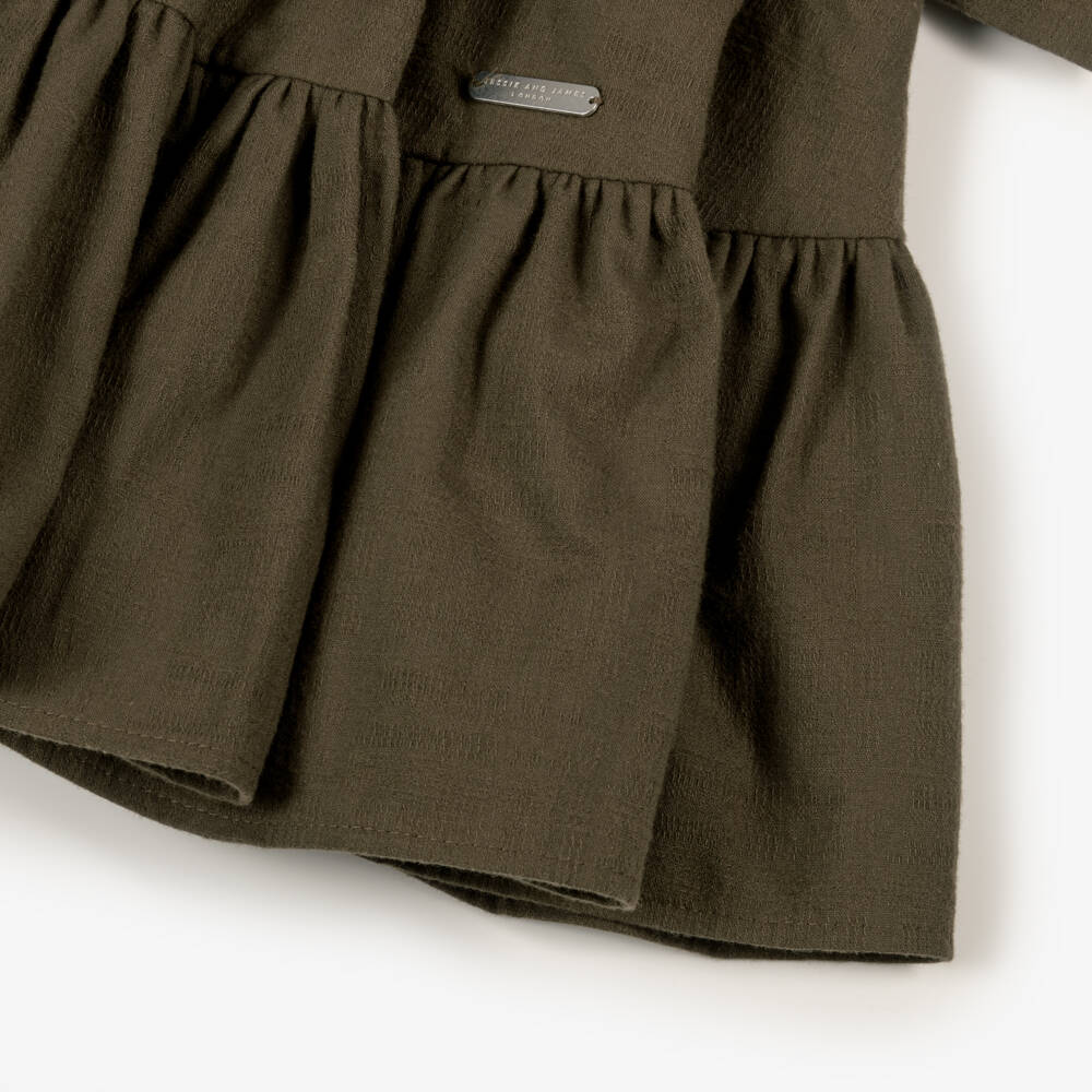 Jessie and James London-Girls Green Dress with Embroidered Black Velvet  | Childrensalon Outlet