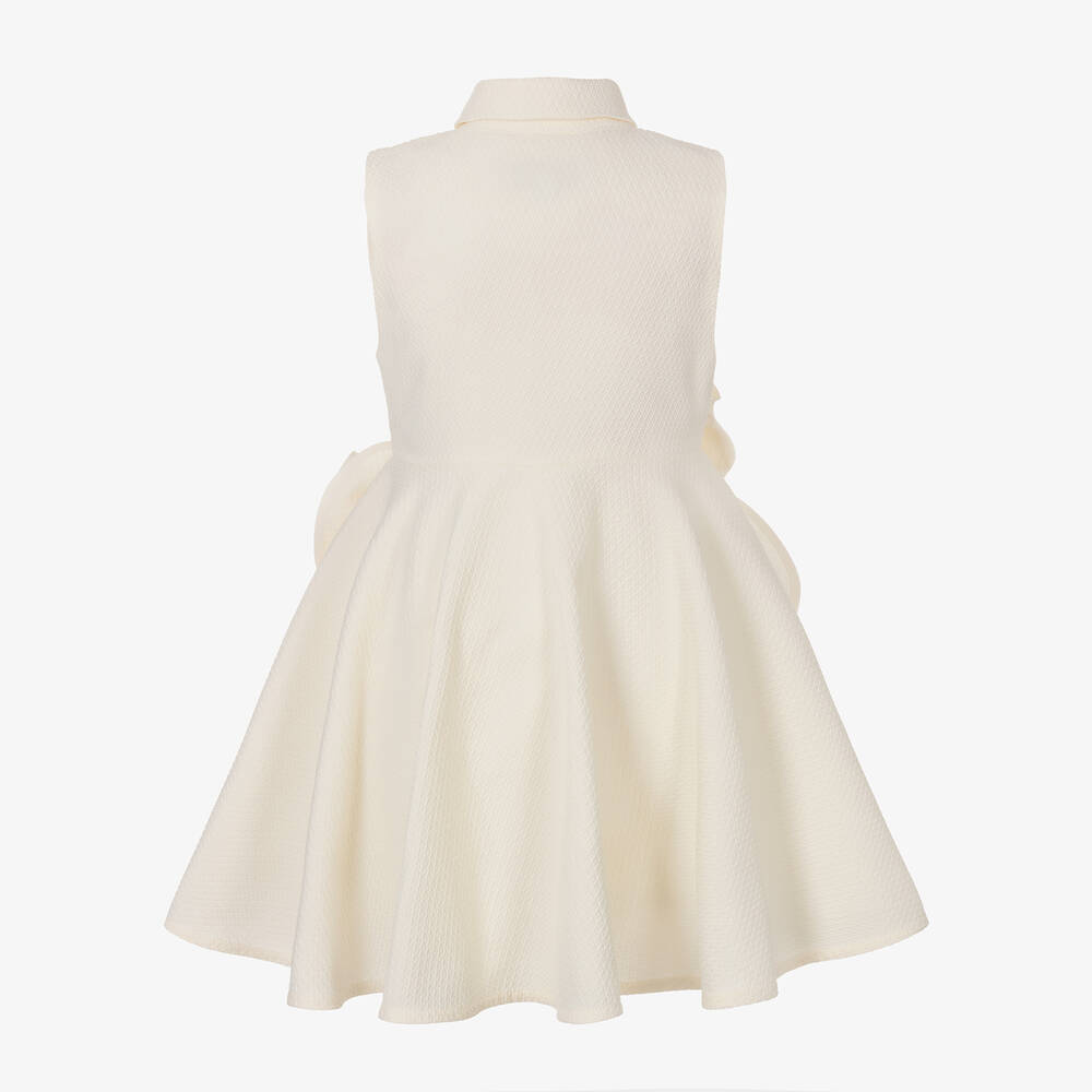 Jessie and James London-Girls Ivory 3D Flower Cotton Dress | Childrensalon Outlet