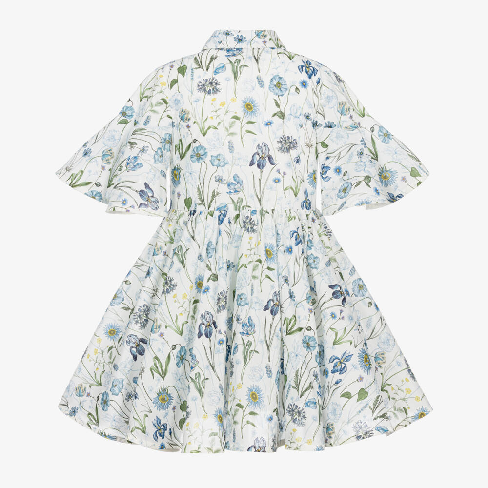 Jessie and James London-Girls Ivory & Azure Blossom Dress | Childrensalon Outlet