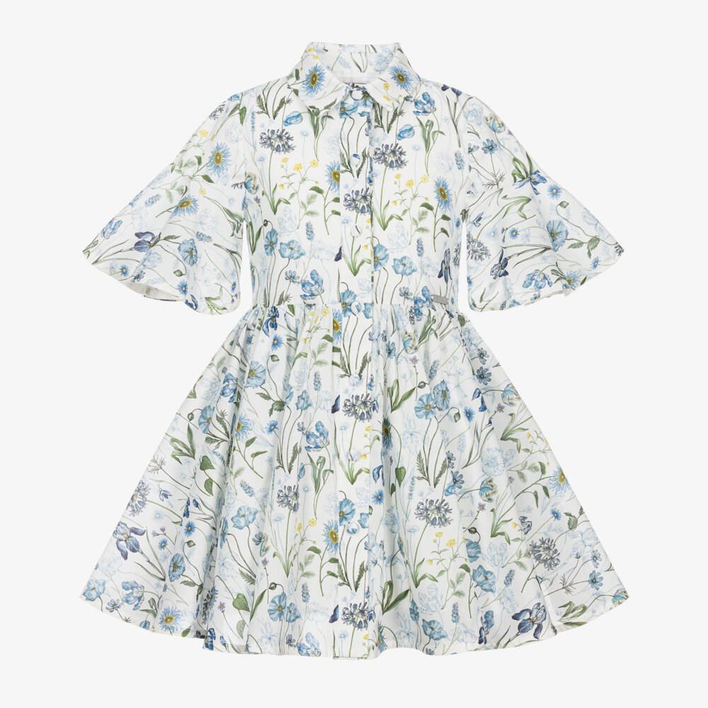 Jessie and James London-Girls Ivory & Azure Blossom Dress | Childrensalon Outlet