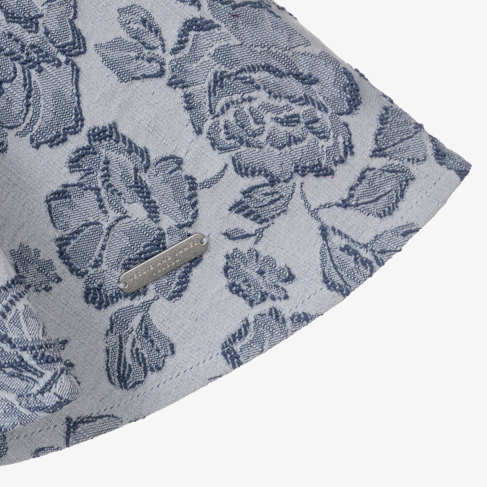 Jessie and James London-Girls Ivory & Blue Floral Cotton Dress | Childrensalon Outlet