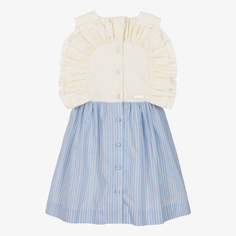Jessie and James London - Girls Ivory & Blue Stripe Cotton Dress | Childrensalon