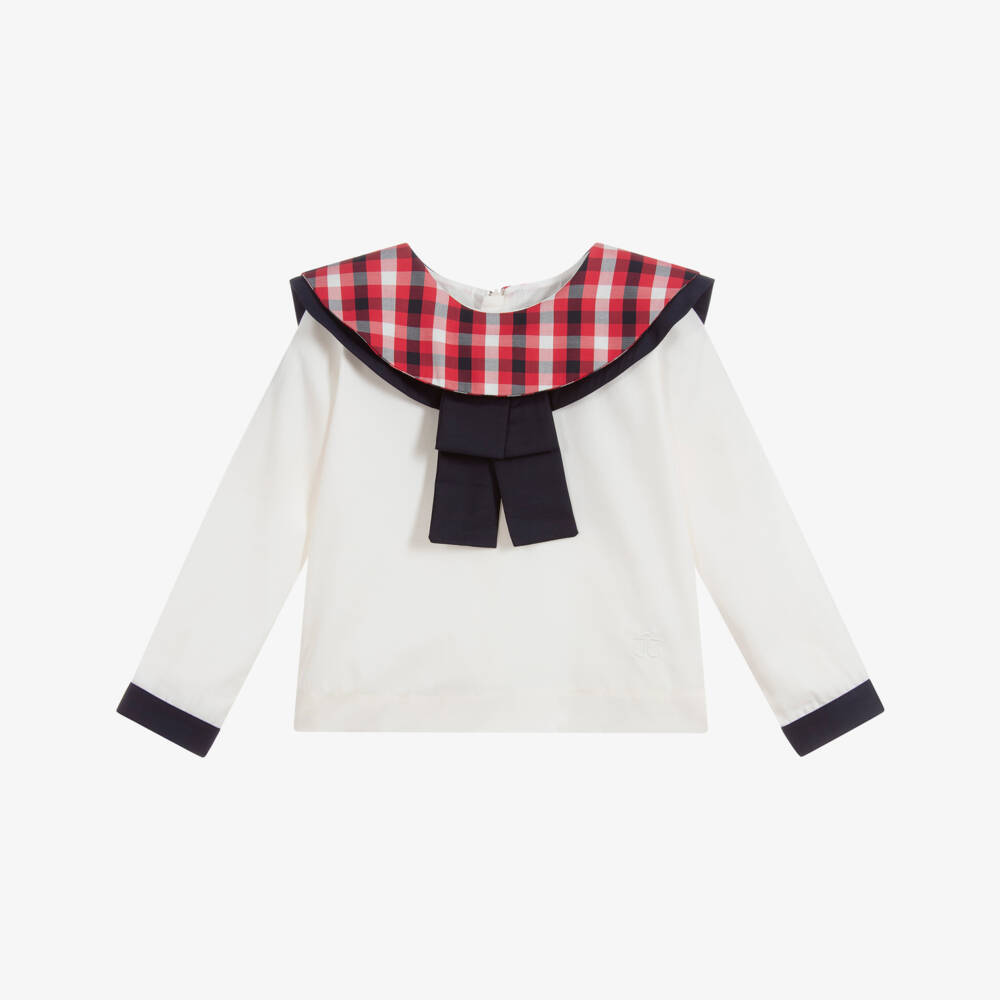 Jessie and James London-Girls Ivory Cotton Blouse | Childrensalon Outlet