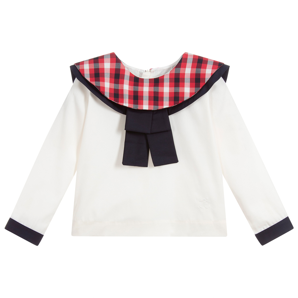 Jessie and James London - Girls Ivory Cotton Blouse | Childrensalon