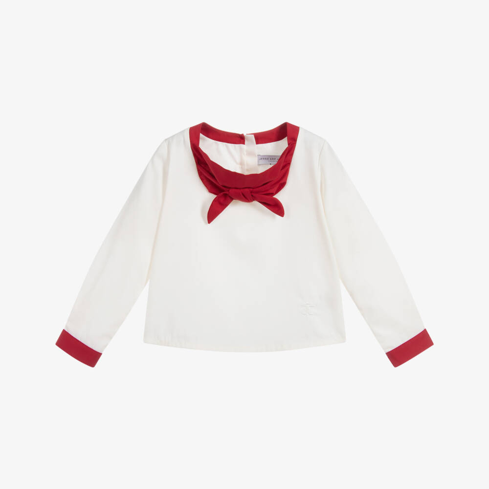Jessie and James London-Girls Ivory Cotton Blouse  | Childrensalon Outlet