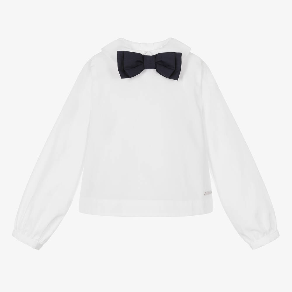 Jessie and James London-بلوز قطن تويل لون عاجي للبنات | Childrensalon Outlet