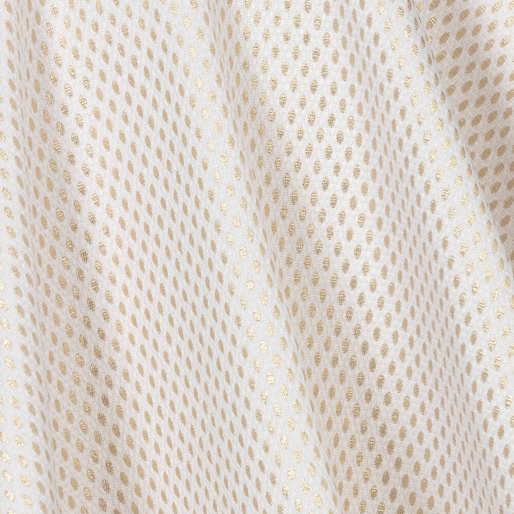 Jessie and James London-فستان قطن تويل وجاكارد منقط لون عاجي وذهبي | Childrensalon Outlet