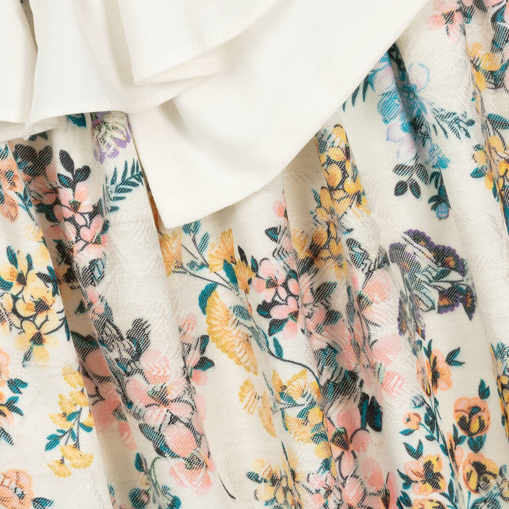 Jessie and James London-Girls Ivory Cotton Floral Jacquard Dress | Childrensalon Outlet