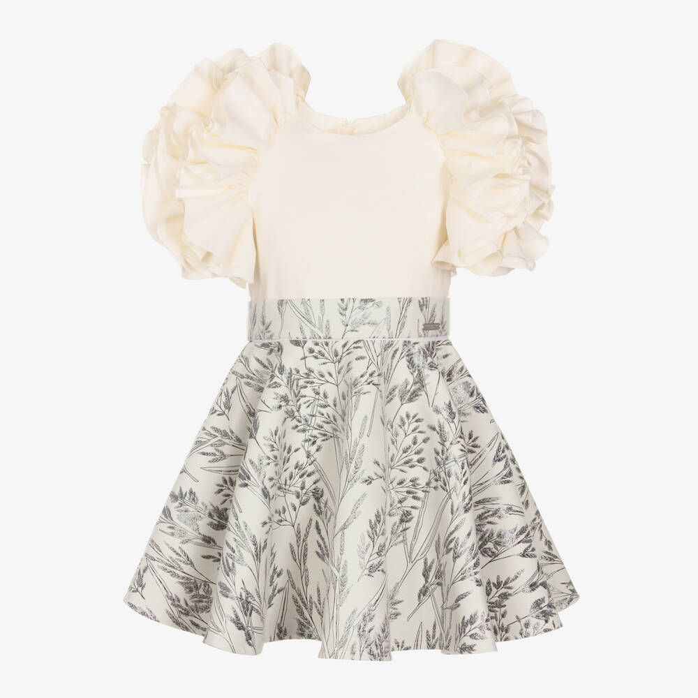 Jessie and James London - Robe ivoire coton et jacquard fille | Childrensalon