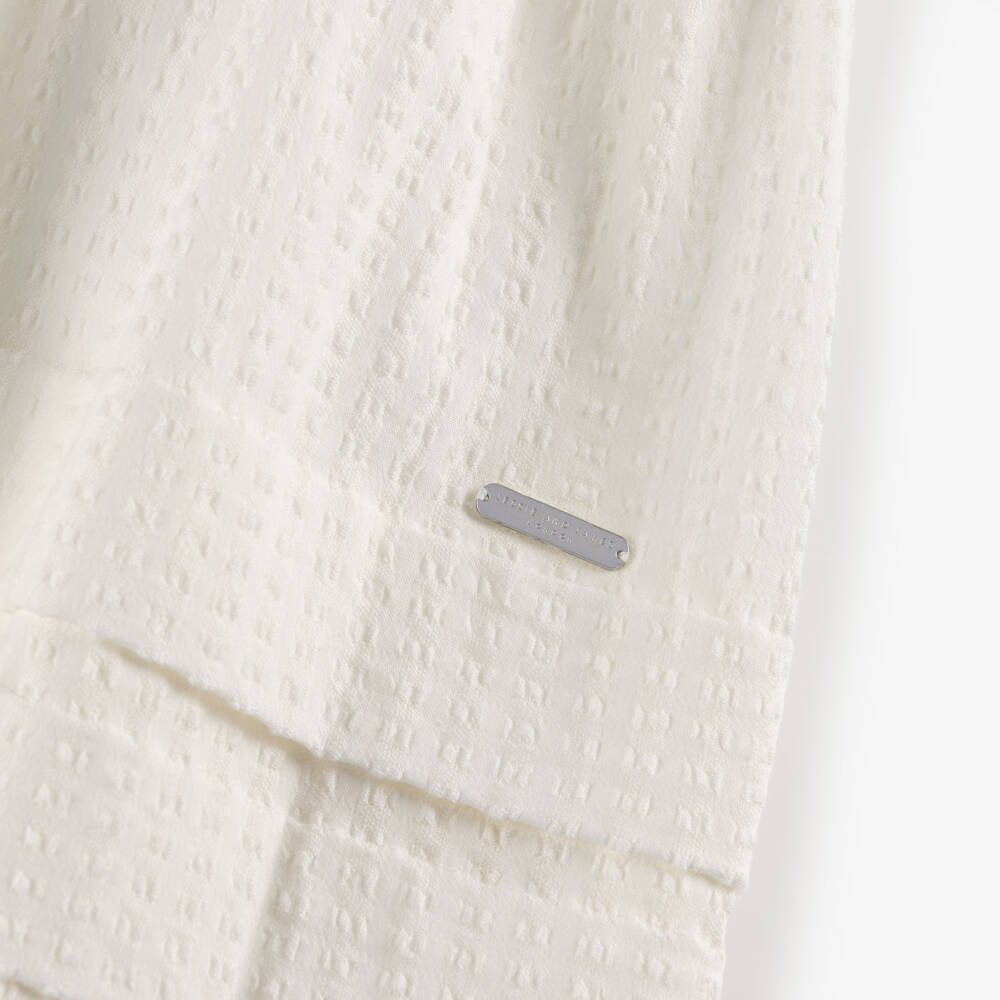 Jessie and James London-Girls Ivory Cotton Ruched Dress | Childrensalon Outlet