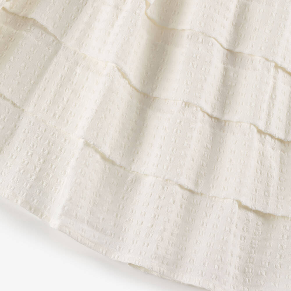 Jessie and James London-Girls Ivory Cotton Ruched Dress | Childrensalon Outlet