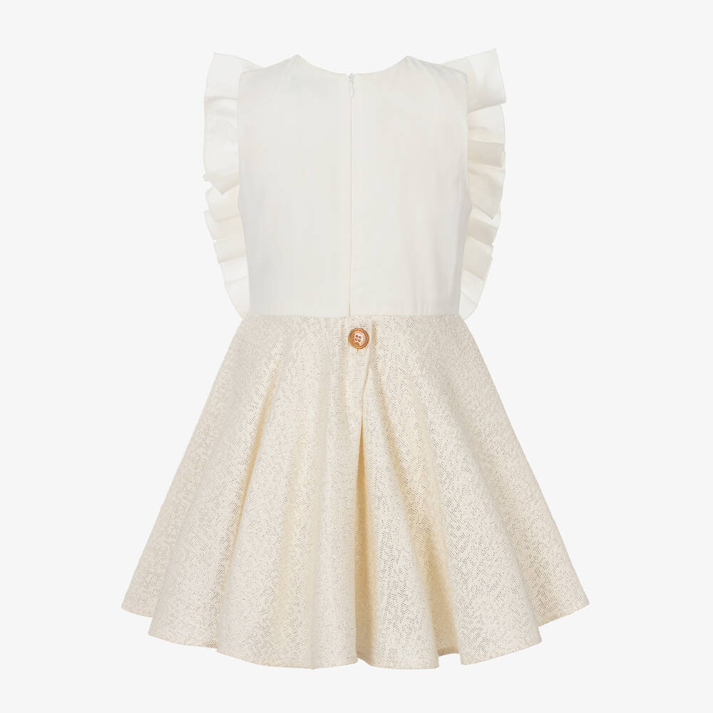 Jessie and James London-Girls Ivory Cotton Silver Sparkle Dress | Childrensalon Outlet