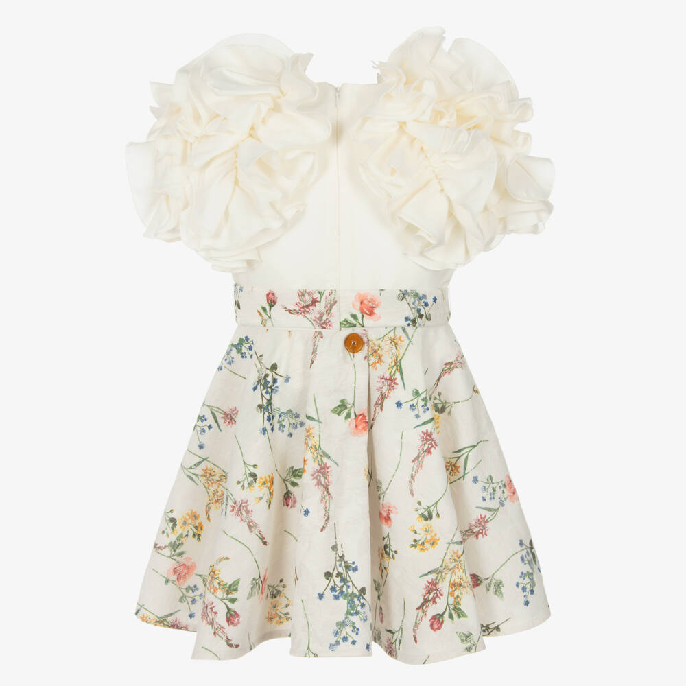 Jessie and James London-Girls Ivory Elegance Jacquard Dress | Childrensalon Outlet