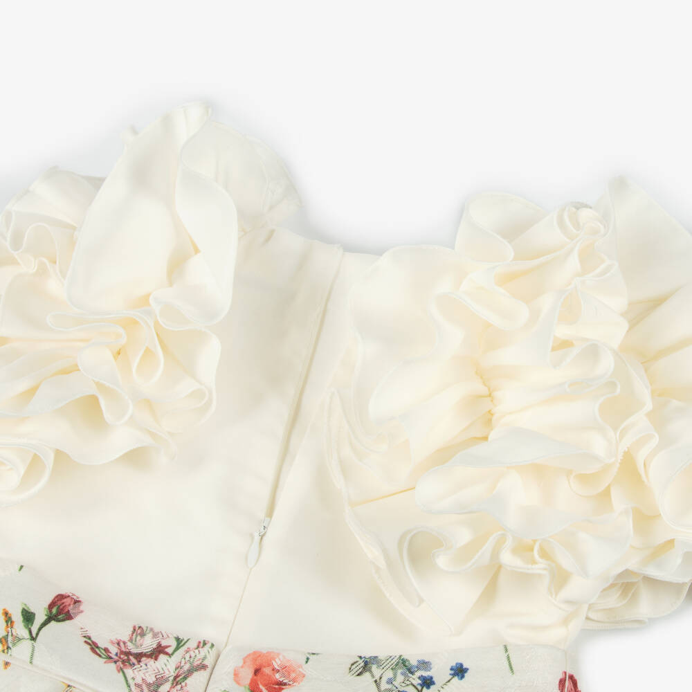 Jessie and James London-Girls Ivory Elegance Jacquard Dress | Childrensalon Outlet
