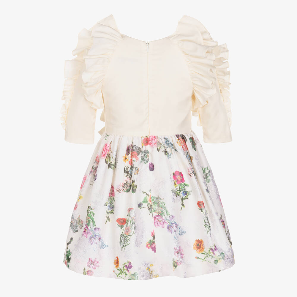 Jessie and James London-Girls Ivory Floral Brocade Dress | Childrensalon Outlet