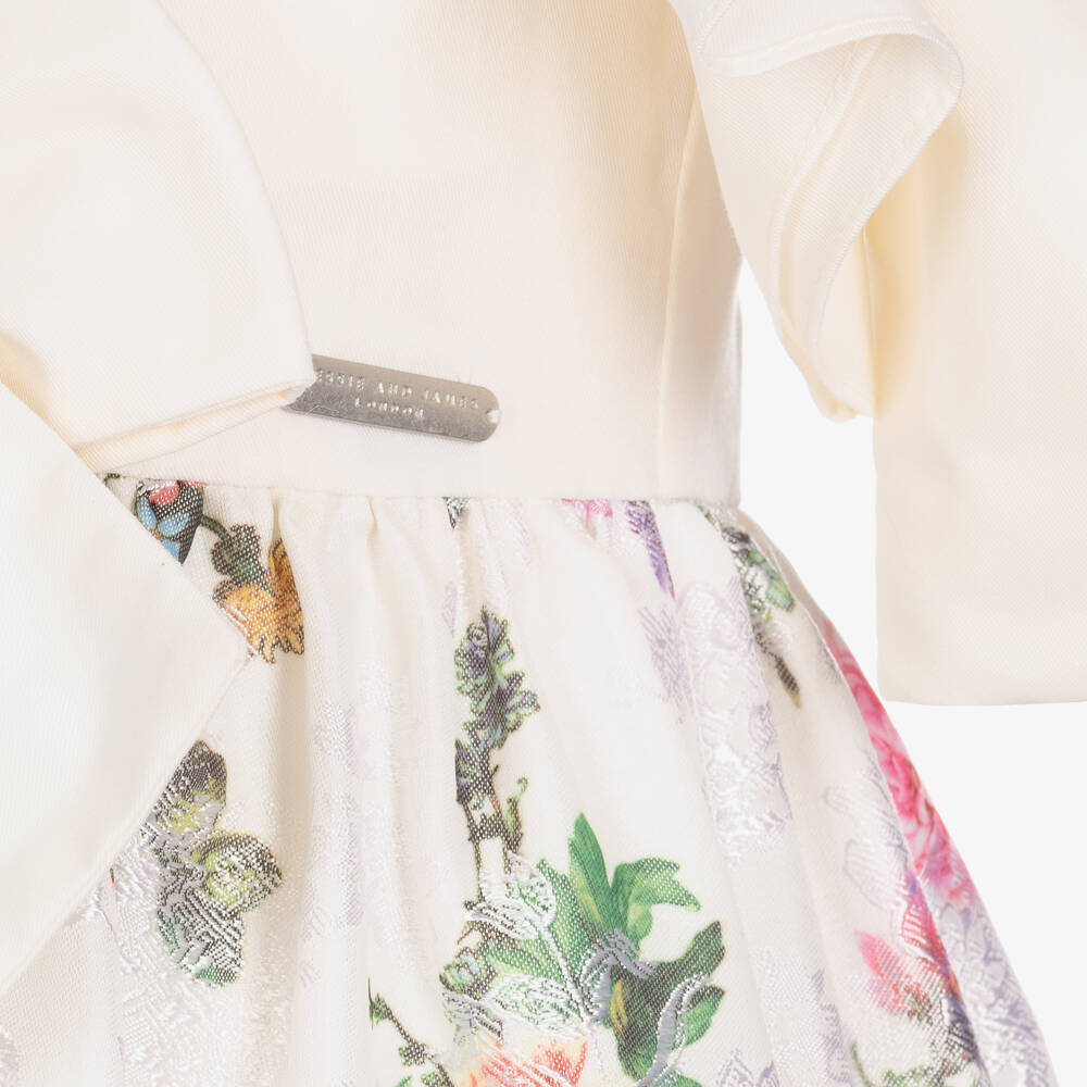 Jessie and James London-Girls Ivory Floral Brocade Dress | Childrensalon Outlet