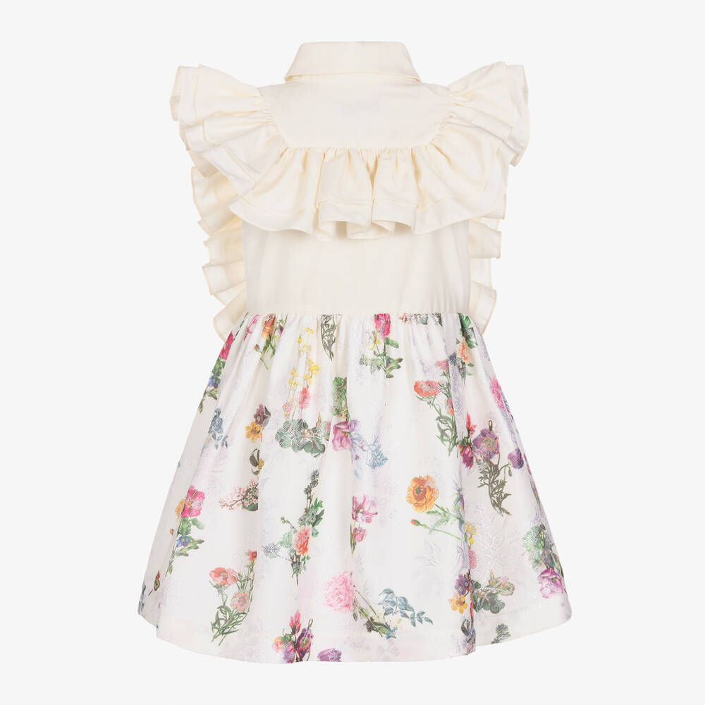 Jessie and James London-Girls Ivory Floral Brocade Dress | Childrensalon Outlet