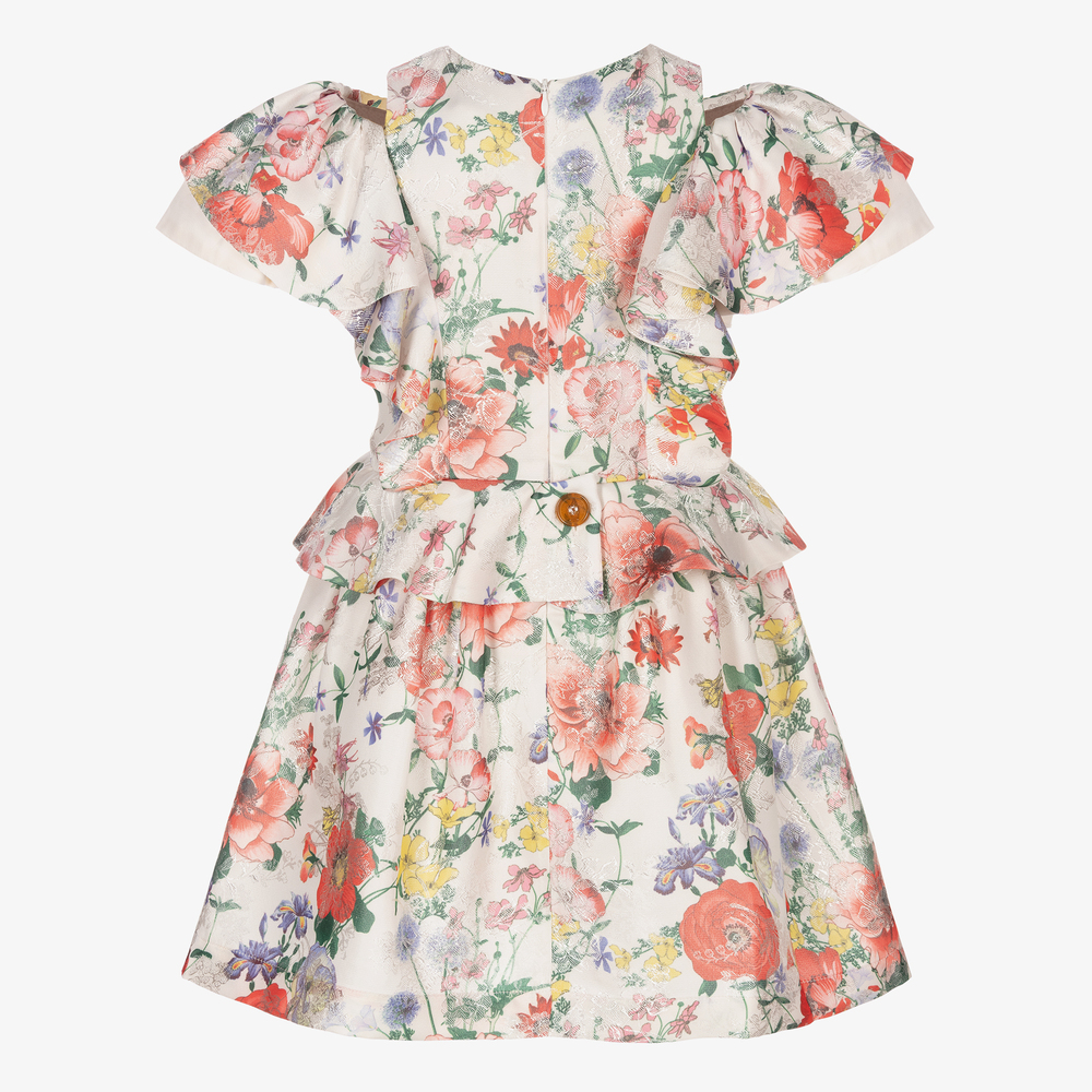 Jessie and James London-Girls Ivory Floral Dress | Childrensalon Outlet
