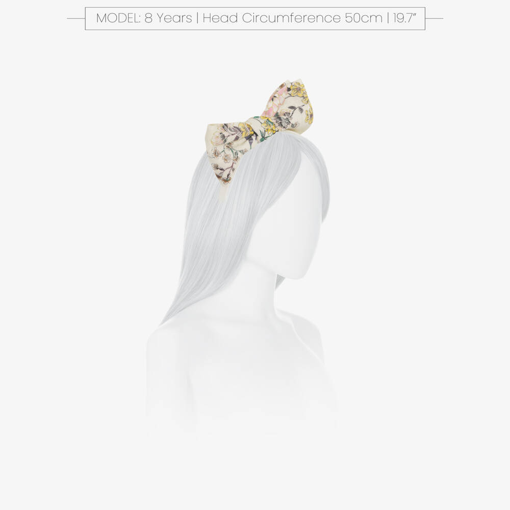 Jessie and James London-Girls Ivory Floral Jacquard Bow Hairband | Childrensalon Outlet