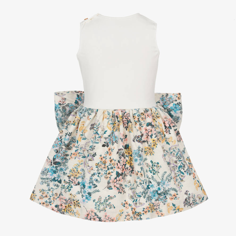 Jessie and James London-Girls Ivory Floral Jacquard Dress | Childrensalon Outlet