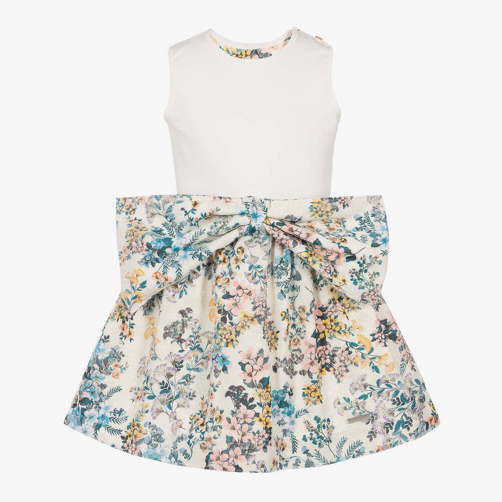 Jessie and James London-Girls Ivory Floral Jacquard Dress | Childrensalon Outlet