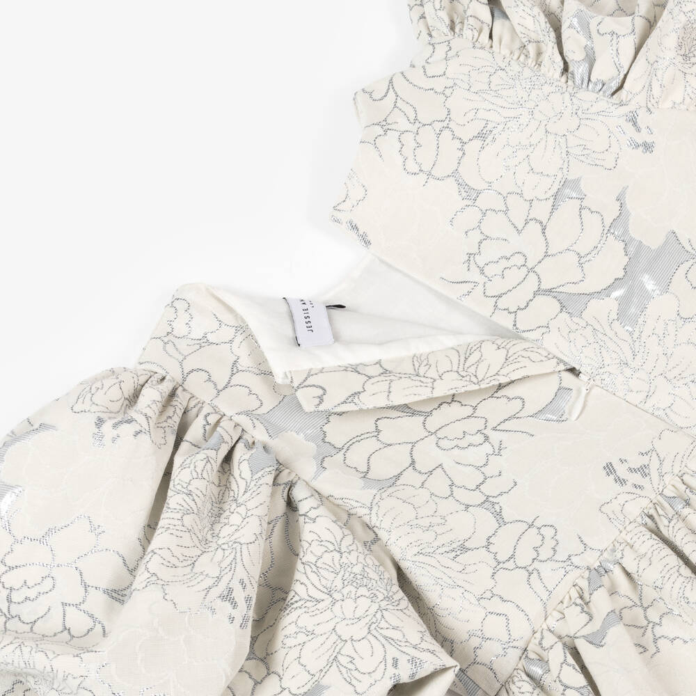 Jessie and James London-Кремовое цветочное жаккардовое платье для девочек | Childrensalon Outlet