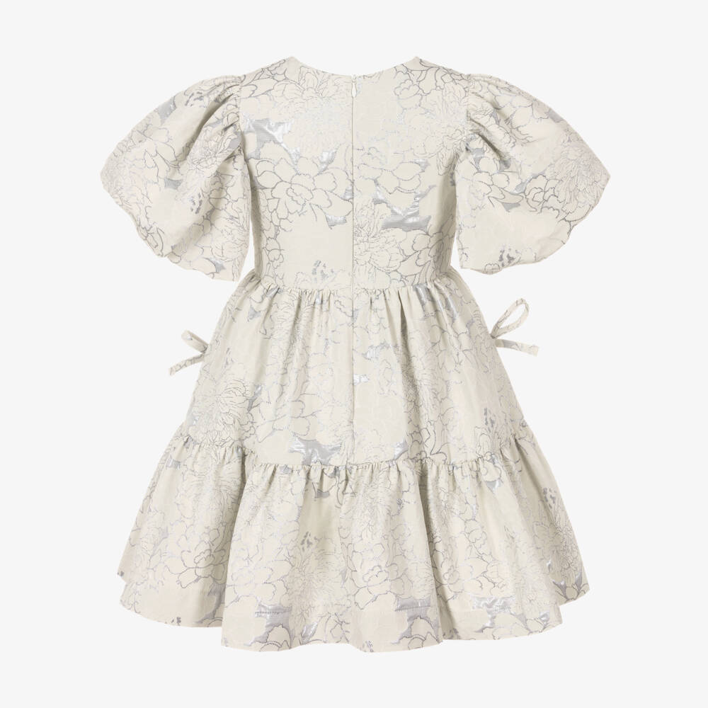 Jessie and James London-Кремовое цветочное жаккардовое платье для девочек | Childrensalon Outlet
