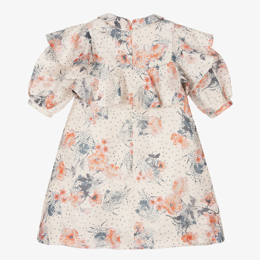 Jessie and James London-Кремовое платье в цветочек с рюшами для девочек | Childrensalon Outlet