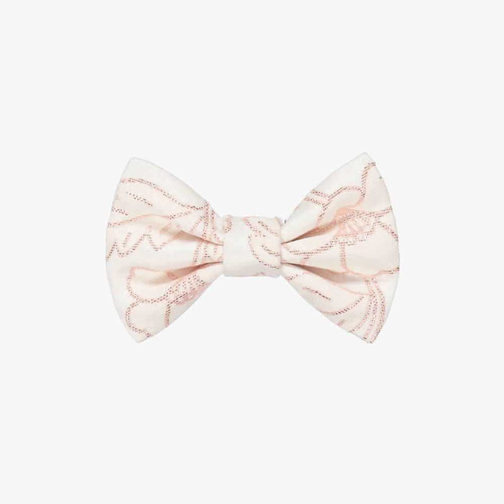 Jessie and James London-Girls Ivory & Glittery Pink Floral Jacquard Hair Clip | Childrensalon Outlet