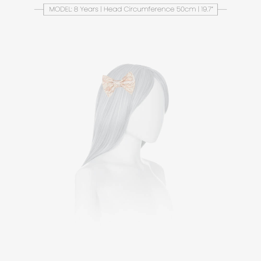 Jessie and James London-Girls Ivory & Glittery Pink Floral Jacquard Hair Clip | Childrensalon Outlet