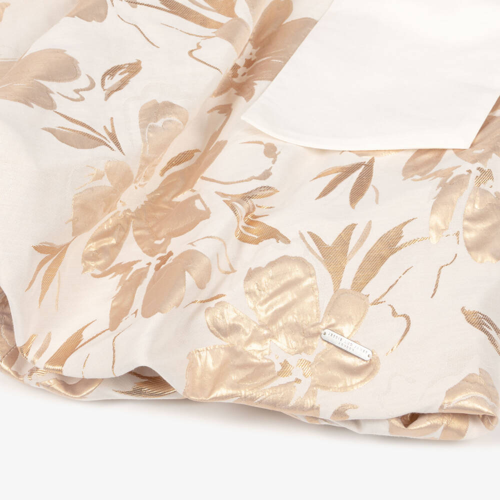 Jessie and James London-Girls Ivory & Gold Floral Jacquard Dress | Childrensalon Outlet
