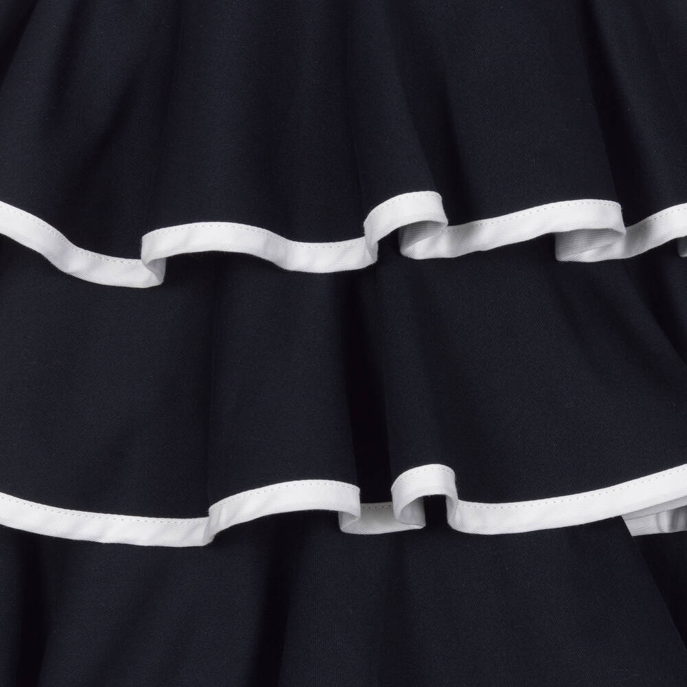 Jessie and James London-Girls Ivory & Navy Blue Cotton Bow Dress | Childrensalon Outlet