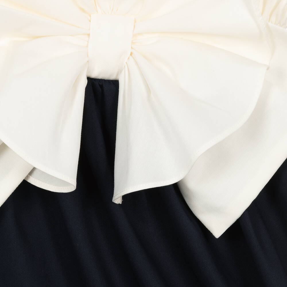Jessie and James London-Girls Ivory & Navy Blue Cotton Dress | Childrensalon Outlet