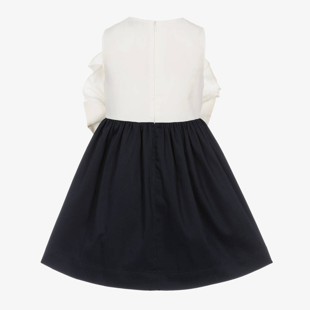 Jessie and James London-Girls Ivory & Navy Blue Cotton Dress | Childrensalon Outlet