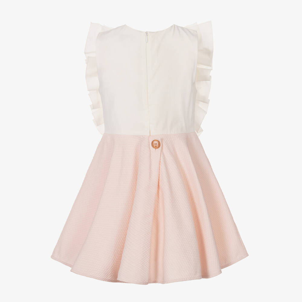 Jessie and James London-Girls Ivory & Pink Cotton Dress | Childrensalon Outlet