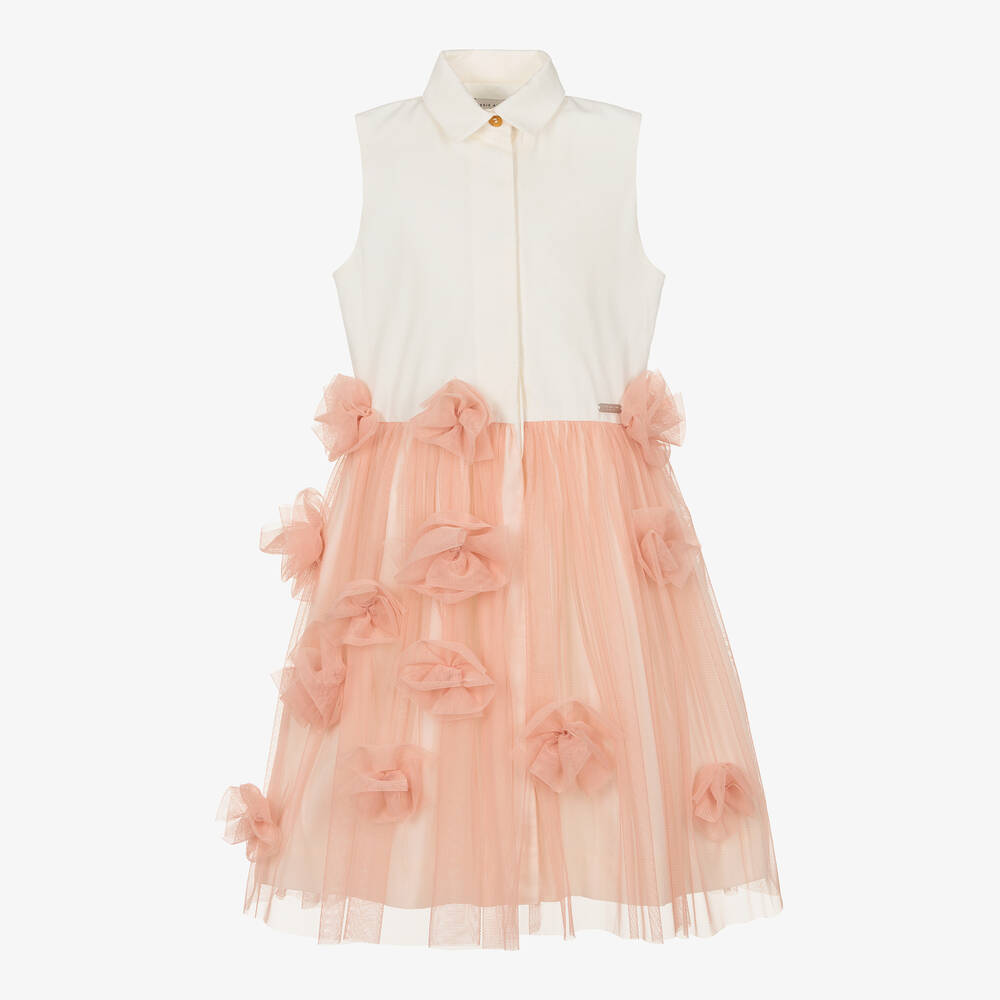 Jessie and James London - Girls Ivory & Pink Flower Dress | Childrensalon